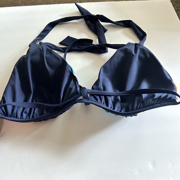 NWT La Blanca Petals in Bloom Reversible Halter Bikini Top - Indigo Size 12 - Picture 5 of 5